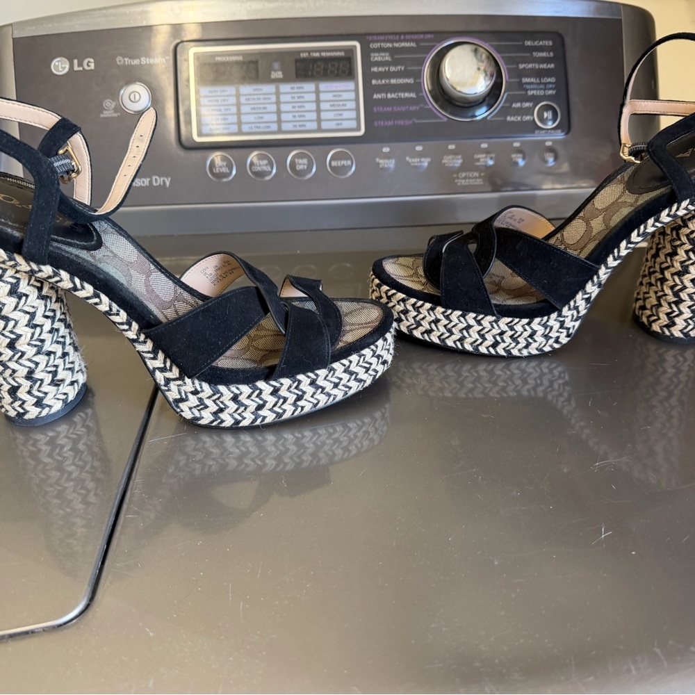 Coach Black and White Patterned Heels